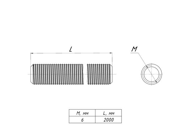 Шпилька резьбовая М6x2000 DIN 975 EKF SHPM6X2000  фото | Capital Power - инженерные системы