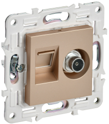 Розетка двойная TV+RJ45 кат.6 SK-A15Sa песочный IEK серии SKANDY SK-AK20-2-K98  фото | Capital Power - инженерные системы