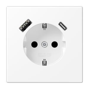 Розетка Jung LS серия белоснежный матовый SCHUKO® с USB-интерфейсом с 1 гнездо USB типа A и 1 гнездо USB типа C LS серия белоснежный матовый LS1520-15CAWWM LS1520-15CAWWM  фото | Capital Power - инженерные системы