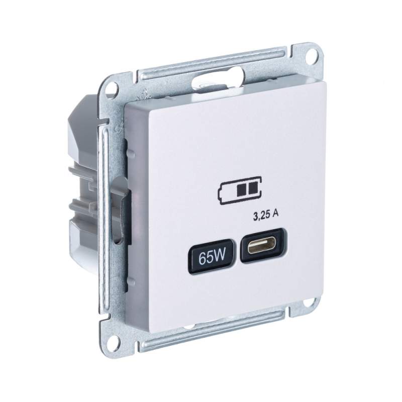 Розетка USB Systeme Electric серии AtlasDesign Тип-С 65Вт Высокоскор.Заряд. Qc, Pd, Механизм, Жемчуг ATN000427  фото | Capital Power - инженерные системы