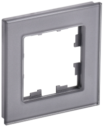 Рамка 1 -местная РУ-1-2-БрСе стекло серый IEK серии BRITE BR-M12-G-K03  фото | Capital Power - инженерные системы