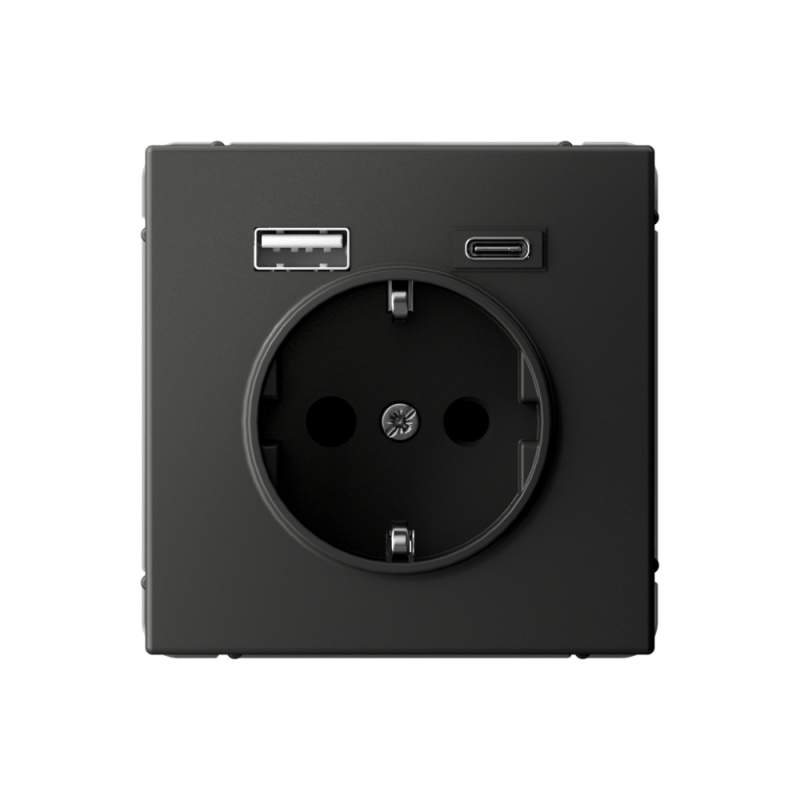 Розетка USB Systeme Electric серии ArtGallery комбо: 16А с 2 USB A+C, 5В/2,4А/3,0А, 2х5В/1,5А, механизм, БАЗАЛЬТ GAL001432  фото | Capital Power - инженерные системы