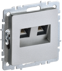 Розетка компьютерная двойная RJ45 кат.6 РК11-2-БрА алюминий IEK серии BRITE BR-K20-2-K47  фото | Capital Power - инженерные системы