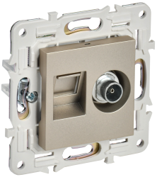 Розетка двойная TV+RJ45 кат.6 SK-A15Sh шампань IEK серии SKANDY SK-AK20-2-K37  фото | Capital Power - инженерные системы