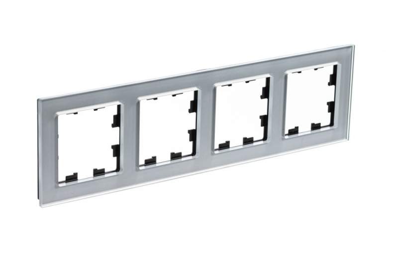 Рамка Systeme Electric серии AtlasDesign Nature 4 поста, Органическое Стекло Алюминий ATN320304  фото | Capital Power - инженерные системы