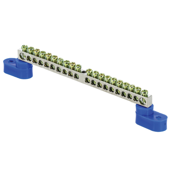 Шина "0" N (6x9мм) 20 отв, цинк 2 синих угловых изолятора EKF PROxima SN1-63-20-2  фото | Capital Power - инженерные системы