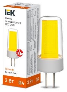Лампа светодиодная COB капсула 3Вт 230В 3000К керамика G4 IEK LLE-COB-3-230-30-G4  фото | Capital Power - инженерные системы