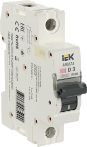 ARMAT Автоматический выключатель M06N 1P D 3А IEK AR-M06N-1-D003  фото | Capital Power - инженерные системы