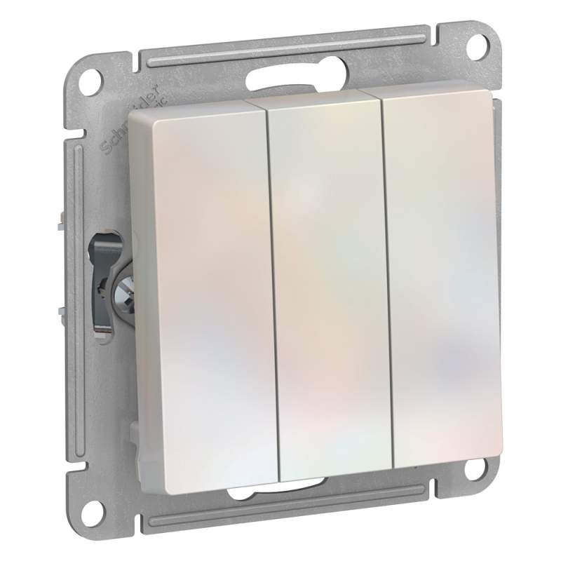 Выключатель 3-клавишный Systeme Electric серии AtlasDesign, Сх.1+1+1, 10Ах, Механизм, Жемчуг ATN000431  фото | Capital Power - инженерные системы