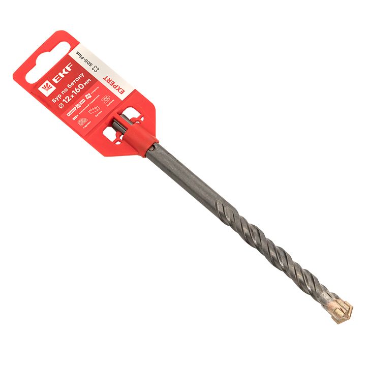 Бур по бетону SDS-plus 12х160 мм (4 резца)(4S спираль) EKF Expert db-12-160-4x4  фото | Capital Power - инженерные системы