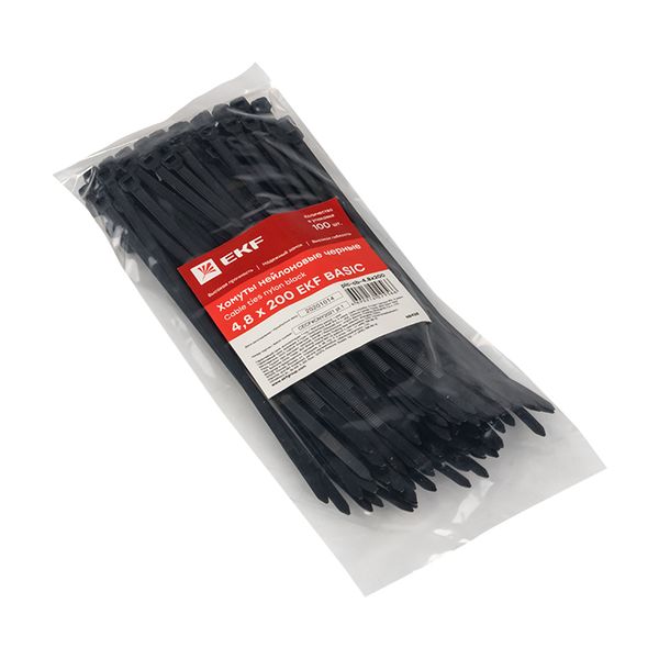 Хомут нейлоновый черный (4,8х200) (100шт,) EKF Basic PLC-CB-4.8X200  фото | Capital Power - инженерные системы