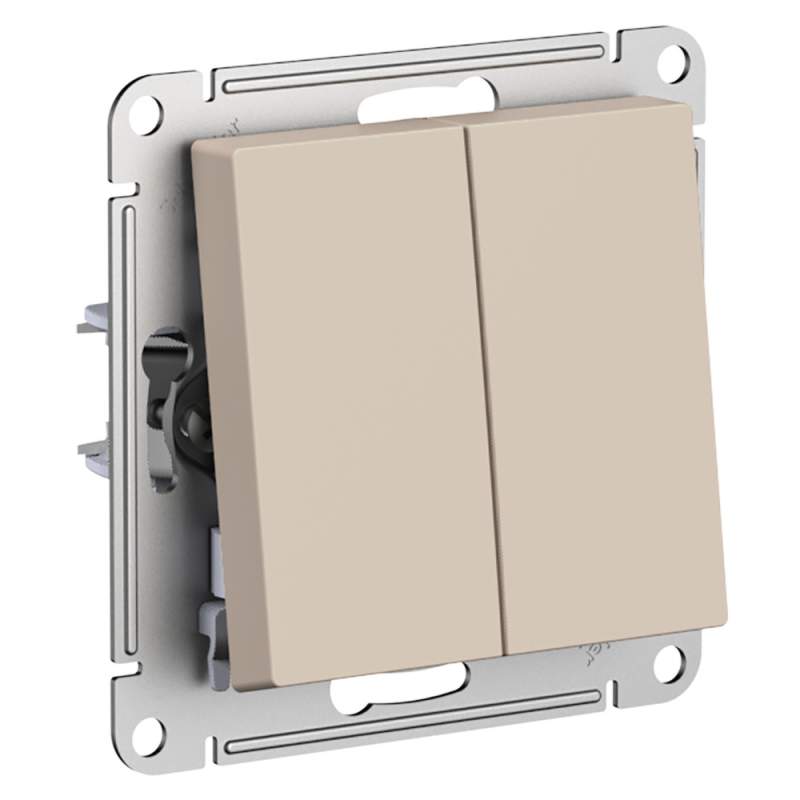 Выключатель кнопочный 2-клавишный Systeme Electric серии AtlasDesign, Сх.2, 10А, Механизм, Песочный ATN001217  фото | Capital Power - инженерные системы