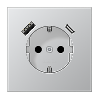 Розетка Jung LS серия алюминий SCHUKO® с USB-интерфейсом с 1 гнездо USB типа A и 1 гнездо USB типа C LS серия алюминий AL1520-15CA-L AL1520-15CA-L  фото | Capital Power - инженерные системы
