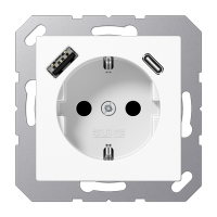 Розетка Jung A серия белая SCHUKO® с USB-интерфейсом с 1 гнездо USB типа A и 1 гнездо USB типа C A1520-15CAWW A1520-15CAWW  фото | Capital Power - инженерные системы