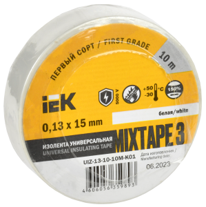 MIXTAPE 3 Изолента 0,13х15мм белая 10м IEK UIZ-13-10-10M-K01  фото | Capital Power - инженерные системы