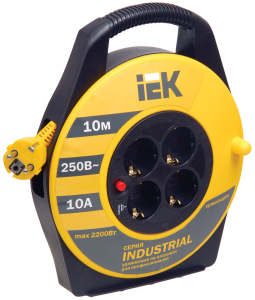 Катушка УК10 4 места с заземлением с термозащитой 3х1,0мм2 "Industrial" 10м IEK WKP14-10-04-10  фото | Capital Power - инженерные системы