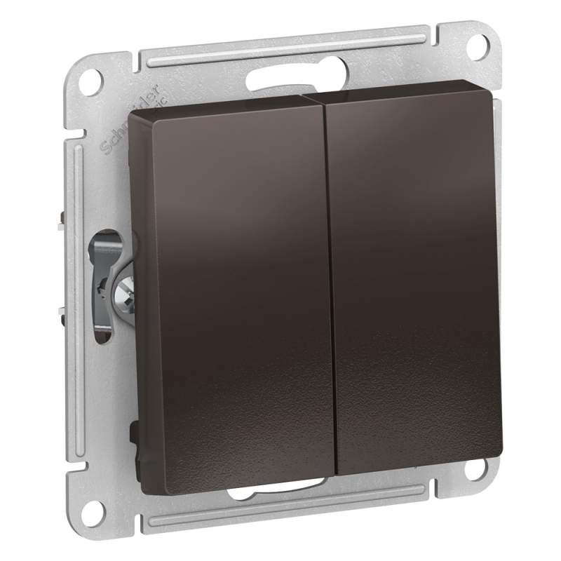 Переключатель 2-клавишный Systeme Electric серии AtlasDesign, Сх.6/2, 10Ах, Механизм, Мокко ATN000665  фото | Capital Power - инженерные системы