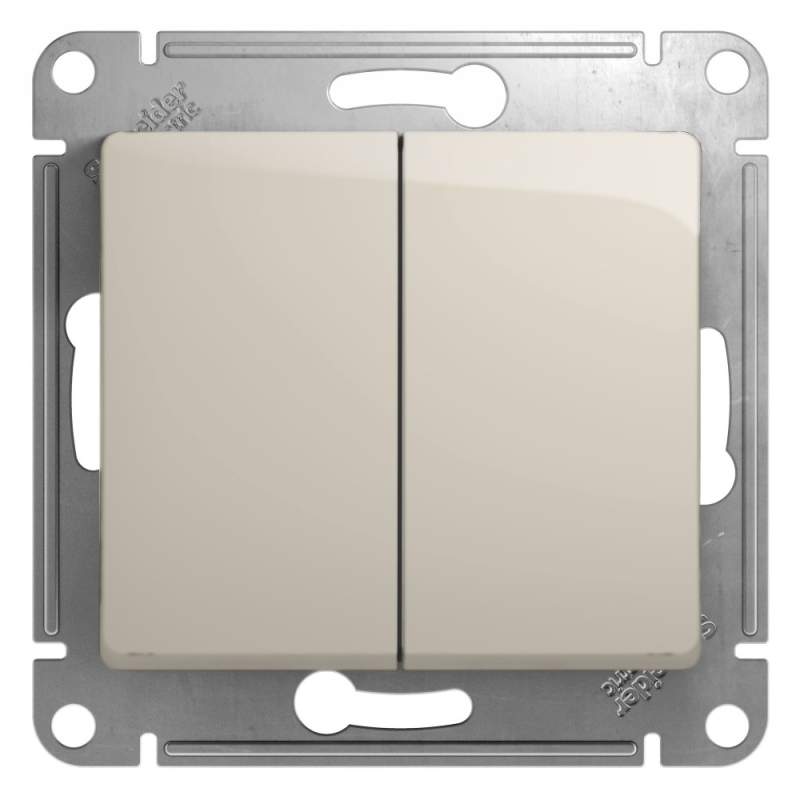 Переключатель 2-клавишный Systeme Electric серии Glossa,сх.6/2,10AX, механизм, МОЛОЧНЫЙ GSL000965  фото | Capital Power - инженерные системы