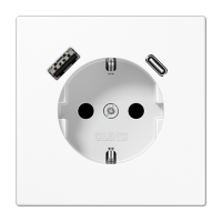 Розетка Jung LS серия белая SCHUKO® с USB-интерфейсом с 1 гнездо USB типа A и 1 гнездо USB типа C LS серия белая LS1520-15CAWW LS1520-15CAWW  фото | Capital Power - инженерные системы