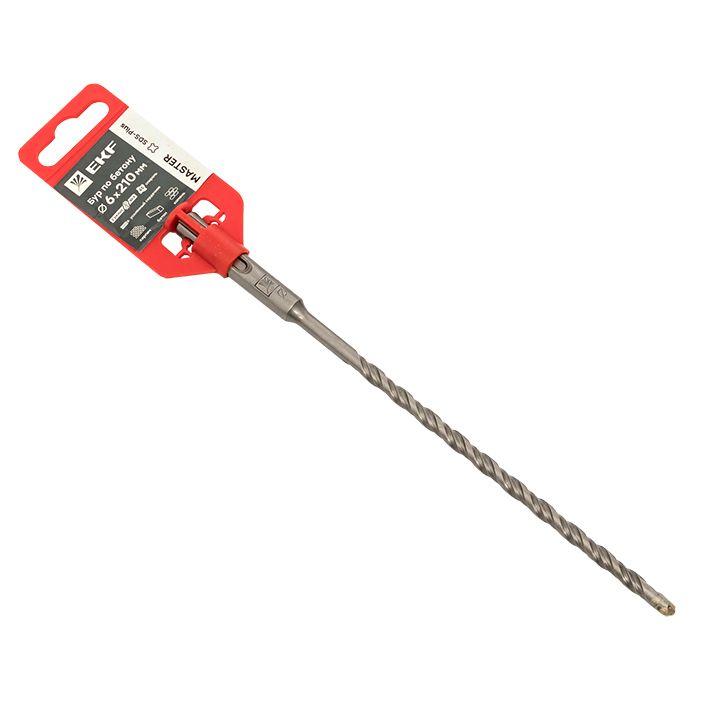Бур по бетону SDS-plus 6х210 мм (2 резца)(4S спираль) EKF Master db-6-210-2x4  фото | Capital Power - инженерные системы