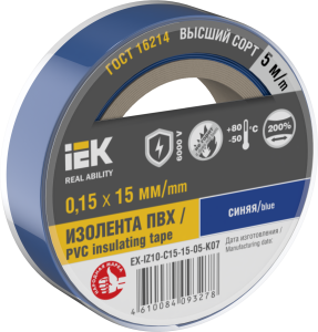 MIXTAPE 7 Изолента 0,15х15мм синяя 5м IEK EX-IZ10-C15-15-05-K07  фото | Capital Power - инженерные системы