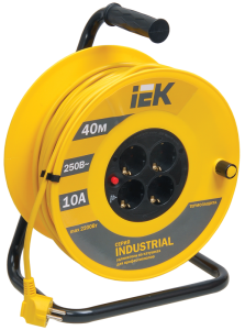 Катушка УК40 4 места с заземлением с термозащитой 3х1,0мм2 "Industrial" 40м IEK WKP14-10-04-40  фото | Capital Power - инженерные системы