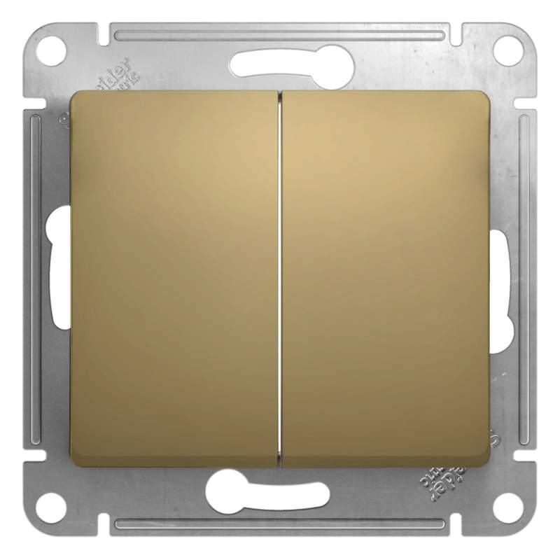 Выключатель 2-клавишный Systeme Electric серии Glossa, сх.5, 10АХ, механизм, ТИТАН GSL000451  фото | Capital Power - инженерные системы