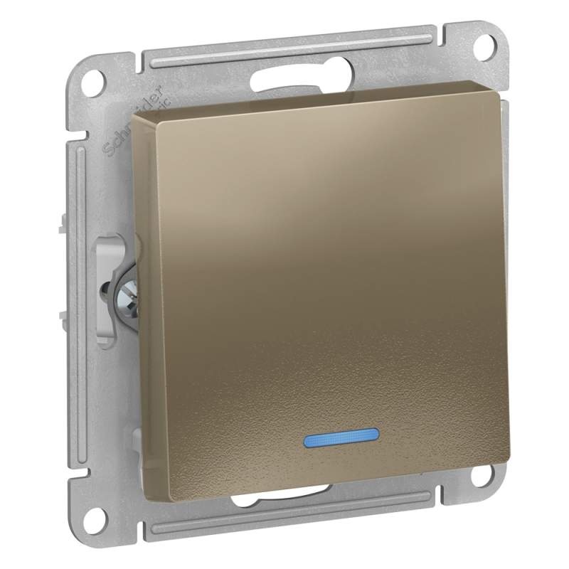 Выключатель с подсветкой Systeme Electric серии AtlasDesign, Сх.1А, 10Ах, Механизм, Шампань ATN000513  фото | Capital Power - инженерные системы