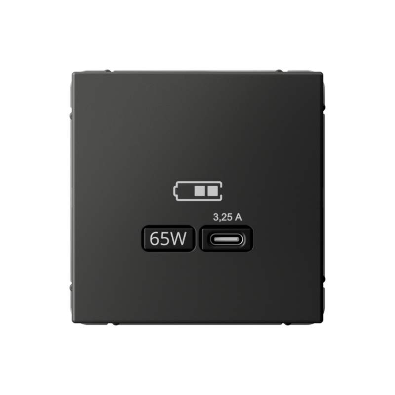 Розетка USB Systeme Electric серии ArtGallery тип-С 65Вт высокоскор.заряд. QC, PD, механизм, БАЗАЛЬТ GAL001427  фото | Capital Power - инженерные системы