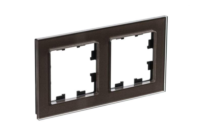 Рамка Systeme Electric серии AtlasDesign Nature 2 поста, Органическое Стекло Мокко ATN320602  фото | Capital Power - инженерные системы
