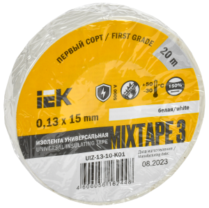 MIXTAPE 3 Изолента 0,13х15мм белая 20м IEK UIZ-13-10-K01  фото | Capital Power - инженерные системы