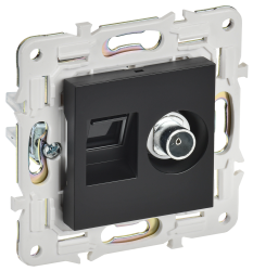 Розетка двойная TV+RJ45 кат.5E SK-A14Bl черный IEK серии SKANDY SK-AK20-1-K02  фото | Capital Power - инженерные системы