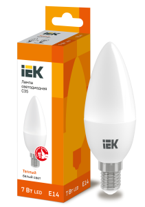 Лампа светодиодная C35 свеча 7Вт 230В 3000К E14 IEK LLE-C35-7-230-30-E14  фото | Capital Power - инженерные системы