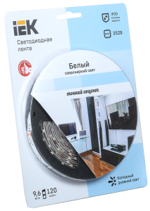 Лента LED 5м блистер LSR-3528W120-9.6-IP20-12V белый цвет IEK-eco LSR1-2-120-20-1-05  фото | Capital Power - инженерные системы