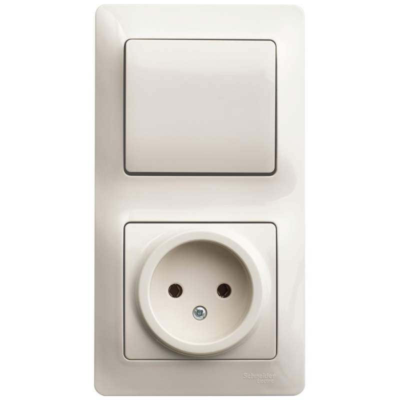 Блок Systeme Electric серии Glossa: РОЗЕТКА + 1-клавишный ВЫКЛЮЧАТЕЛЬ БЕЖЕВЫЙ GSL000260  фото | Capital Power - инженерные системы