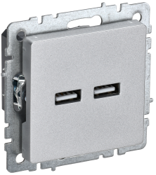 Розетка USB A+A 5В 3,1А РЮ10-1-БрА алюминий IEK серии BRITE BR-U21-D31-K47  фото | Capital Power - инженерные системы