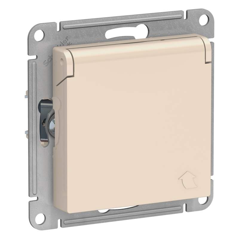 Розетка Systeme Electric серии AtlasDesign С Заземл. Со Шторк. С Крышкой, 16А, Ip20, Механизм, Бежевый ATN000246  фото | Capital Power - инженерные системы