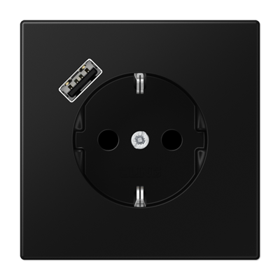 Розетка Jung LS серия матовый чёрный графит SCHUKO® с USB-интерфейсом с 1 USB-портом типа A LS1520-18ASWM LS1520-18ASWM  фото | Capital Power - инженерные системы