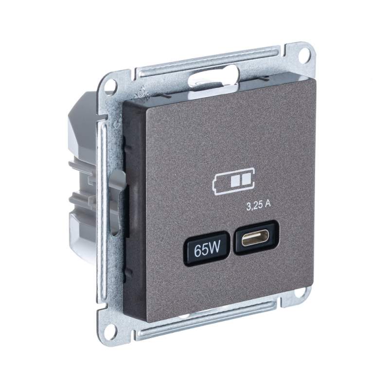 Розетка USB Systeme Electric серии AtlasDesign Тип-С 65Вт Высокоскор.Заряд. Qc, Pd, Механизм, Мокко ATN000627  фото | Capital Power - инженерные системы