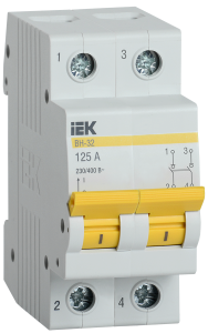 KARAT Выключатель нагрузки (мини-рубильник) ВН-32 2P 125А IEK MNV10-2-125  фото | Capital Power - инженерные системы