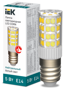 Лампа светодиодная CORN капсула 5Вт 230В 4000К керамика E14 IEK LLE-CORN-5-230-40-E14  фото | Capital Power - инженерные системы