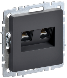 Розетка компьютерная двойная RJ45 кат.5E РК10-2-БрГ графит IEK серии BRITE BR-K20-1-K53  фото | Capital Power - инженерные системы