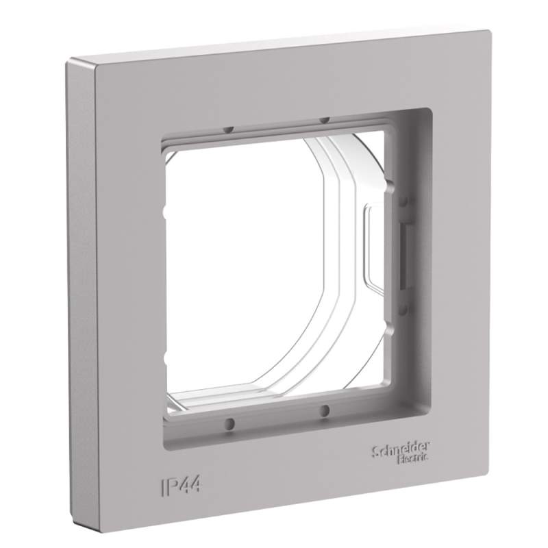 Рамка Systeme Electric серии AtlasDesign Aqua 1 пост IP44, Алюминий ATN440301  фото | Capital Power - инженерные системы