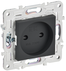 Розетка без заземления с защитными шторками 10А SK-R01G графит IEK серии SKANDY SK-R13-10-K53  фото | Capital Power - инженерные системы
