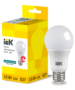 Лампа светодиодная ALFA A60 груша 15Вт 230В 4000К E27 (6шт) IEK LLA-A60-15-230-40-E27-6  фото | Capital Power - инженерные системы