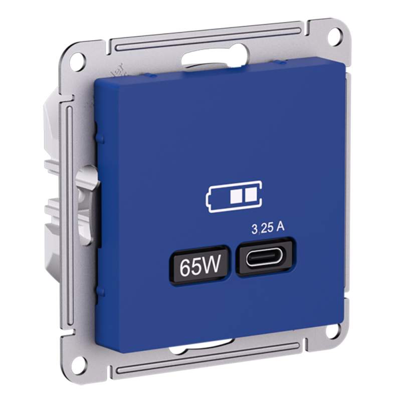 Розетка USB Systeme Electric серии AtlasDesign Тип-C 65Вт Высокоскор.Заряд. Qc,Pd, Механизм, Аквамарин ATN001127  фото | Capital Power - инженерные системы