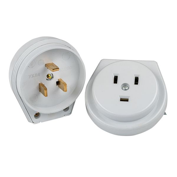 Разъем РШ-ВШ 32А 250В 2P+PE (СУ) пластиковый бел, EKF PROxima AS-250-H-02  фото | Capital Power - инженерные системы