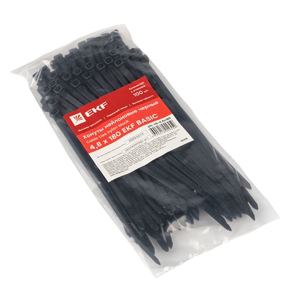 Хомут нейлоновый черный (4,8х180) (100шт,) EKF Basic PLC-CB-4.8X180  фото | Capital Power - инженерные системы
