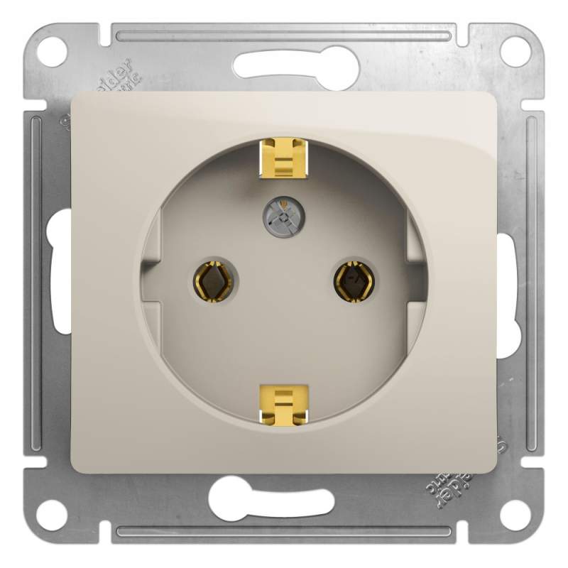 Розетка Systeme Electric серии Glossa с заземлением,16А, 250В, механизм, МОЛОЧНЫЙ GSL000943  фото | Capital Power - инженерные системы