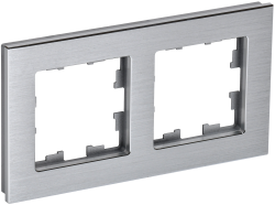 Рамка 2 -местная РУ-2-1-БрА металл алюминий IEK серии BRITE BR-M22-M-K47  фото | Capital Power - инженерные системы